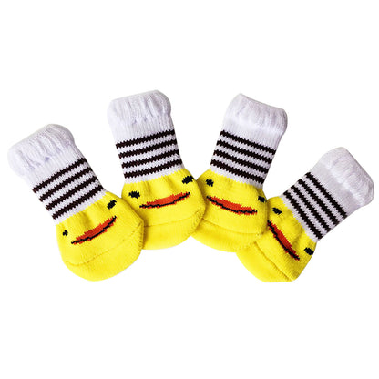 4pcs Winter Anti-Slip Pet Dog Socks Small Cat Dogs Anti-Scratch And Anti-Dirty Warm Socks Paw Protector For Small Medium Pets