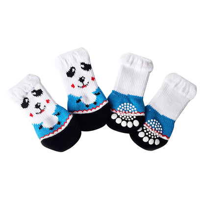 4pcs Winter Anti-Slip Pet Dog Socks Small Cat Dogs Anti-Scratch And Anti-Dirty Warm Socks Paw Protector For Small Medium Pets