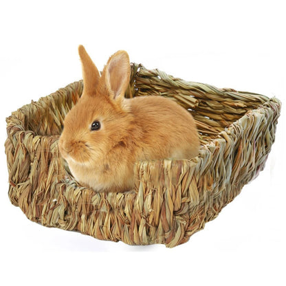 Natural Grass Hamster Bed Mat Rabbit Grass Mat Nest Cage Safe Chew Toy For Guinea Pig Rabbit Woven Bed Pets House Pet Supply