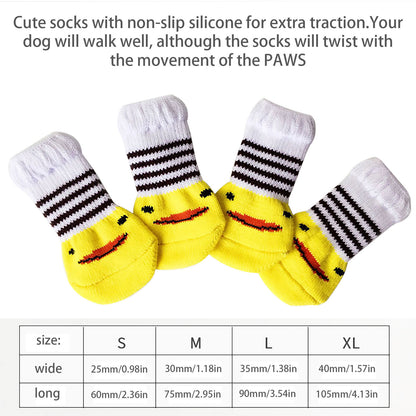 4pcs Winter Anti-Slip Pet Dog Socks Small Cat Dogs Anti-Scratch And Anti-Dirty Warm Socks Paw Protector For Small Medium Pets