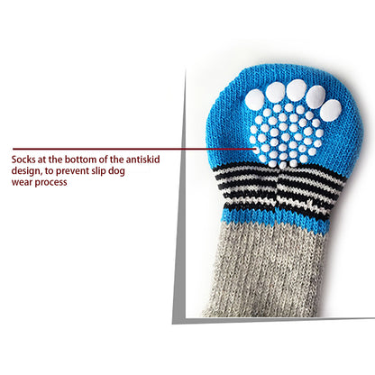 4pcs Winter Anti-Slip Pet Dog Socks Small Cat Dogs Anti-Scratch And Anti-Dirty Warm Socks Paw Protector For Small Medium Pets
