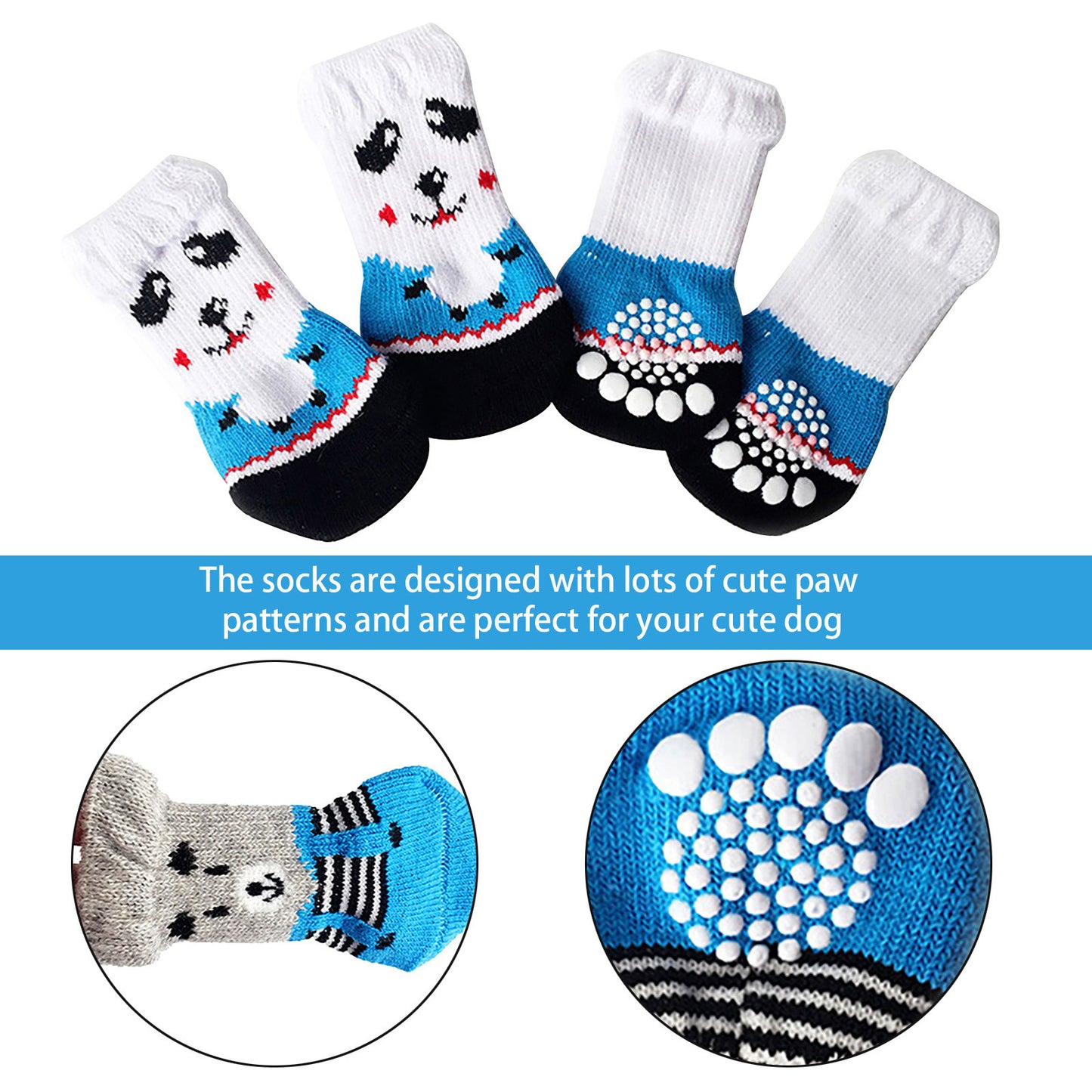 4pcs Winter Anti-Slip Pet Dog Socks Small Cat Dogs Anti-Scratch And Anti-Dirty Warm Socks Paw Protector For Small Medium Pets