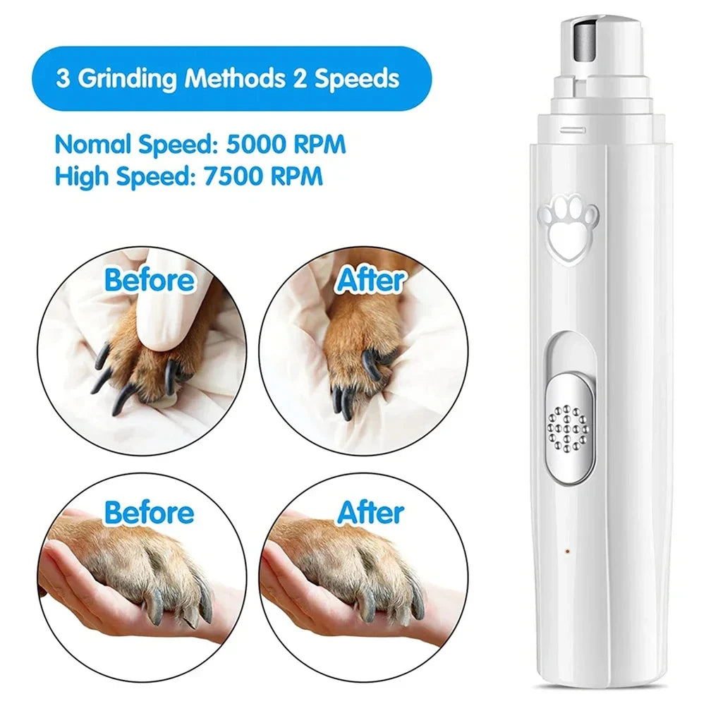 Pet Nail Clipper, Electric Dog Nail Grinder, USB Rechargeable Pet Nail Trimmer Painless with Polisher Wheel for Small/Large Pets
