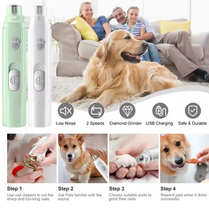 Pet Nail Clipper, Electric Dog Nail Grinder, USB Rechargeable Pet Nail Trimmer Painless with Polisher Wheel for Small/Large Pets
