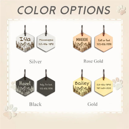 Personalized Dog Tag Hexagon Dog Name ID Tag Cat Tag Stainless Steel Pet Anti-lost Tag Puppy Accessories Dogs Collar Customized