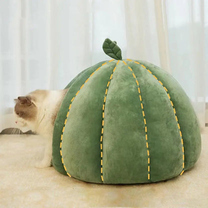Pumpkin Cat Bed Pet House Enclosed Cat Nest Deep Sleep Comfort In Winter Cat Bed Pets Tent For Kittens Small Dogs Pet Supply