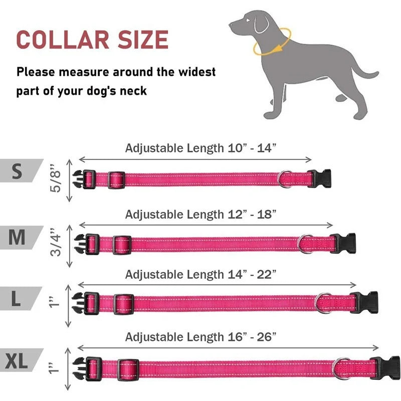 Dog Collar Reflective Strap With Safety Nylon Pet Collar Adjustable Pet Traction Rope Suitable For Small And Medium-Sized Pets