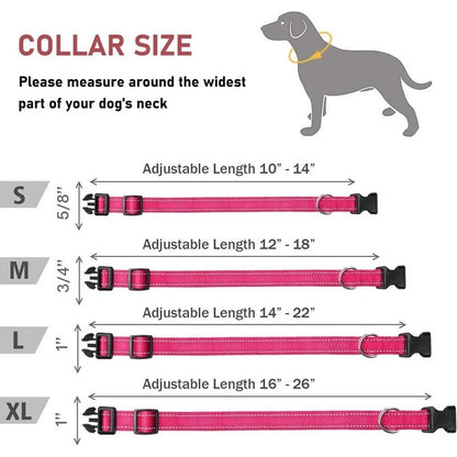 Dog Collar Reflective Strap With Safety Nylon Pet Collar Adjustable Pet Traction Rope Suitable For Small And Medium-Sized Pets