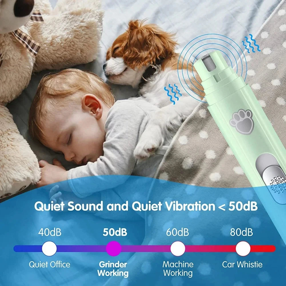 Pet Nail Clipper, Electric Dog Nail Grinder, USB Rechargeable Pet Nail Trimmer Painless with Polisher Wheel for Small/Large Pets