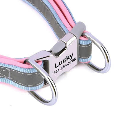 Personalized Name Dog Collar - Reflective Safety Design with Engraved ID Tag Adjustable for Small Large Dogs Durable Pets Collar