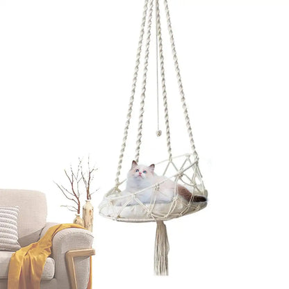 Pet Hammock Cat Swing Hand Woven Cotton Rope Cats Hanging Basket Kitten Hanging String Den Indoor Pend Nest Pets Supplies