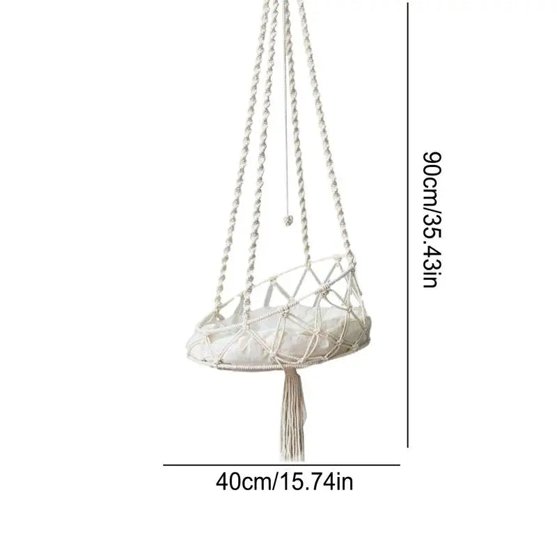 Pet Hammock Cat Swing Hand Woven Cotton Rope Cats Hanging Basket Kitten Hanging String Den Indoor Pend Nest Pets Supplies