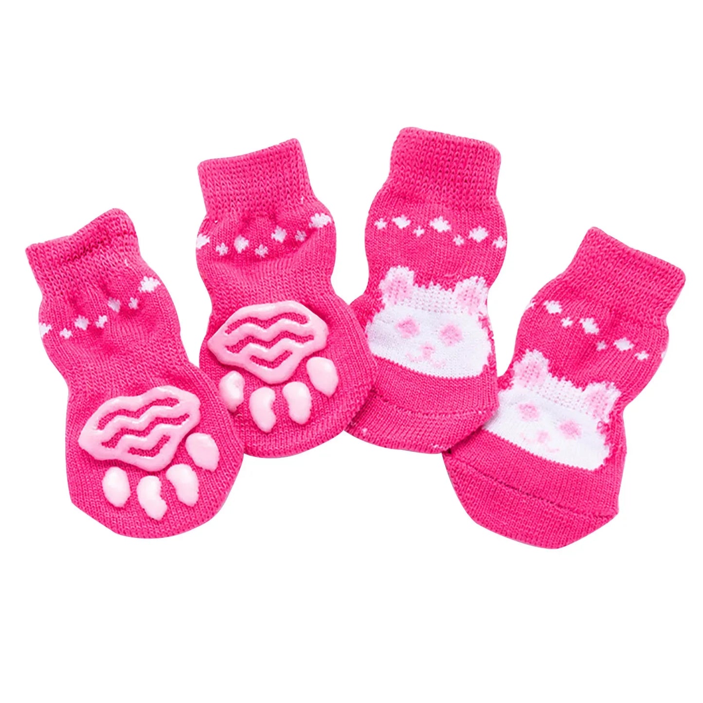 4pcs Winter Anti-Slip Pet Dog Socks Small Cat Dogs Anti-Scratch And Anti-Dirty Warm Socks Paw Protector For Small Medium Pets