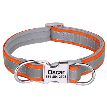 Personalized Name Dog Collar - Reflective Safety Design with Engraved ID Tag Adjustable for Small Large Dogs Durable Pets Collar