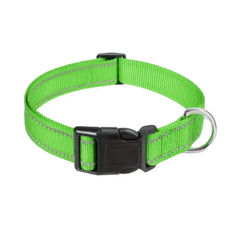 Dog Collar Reflective Strap With Safety Nylon Pet Collar Adjustable Pet Traction Rope Suitable For Small And Medium-Sized Pets