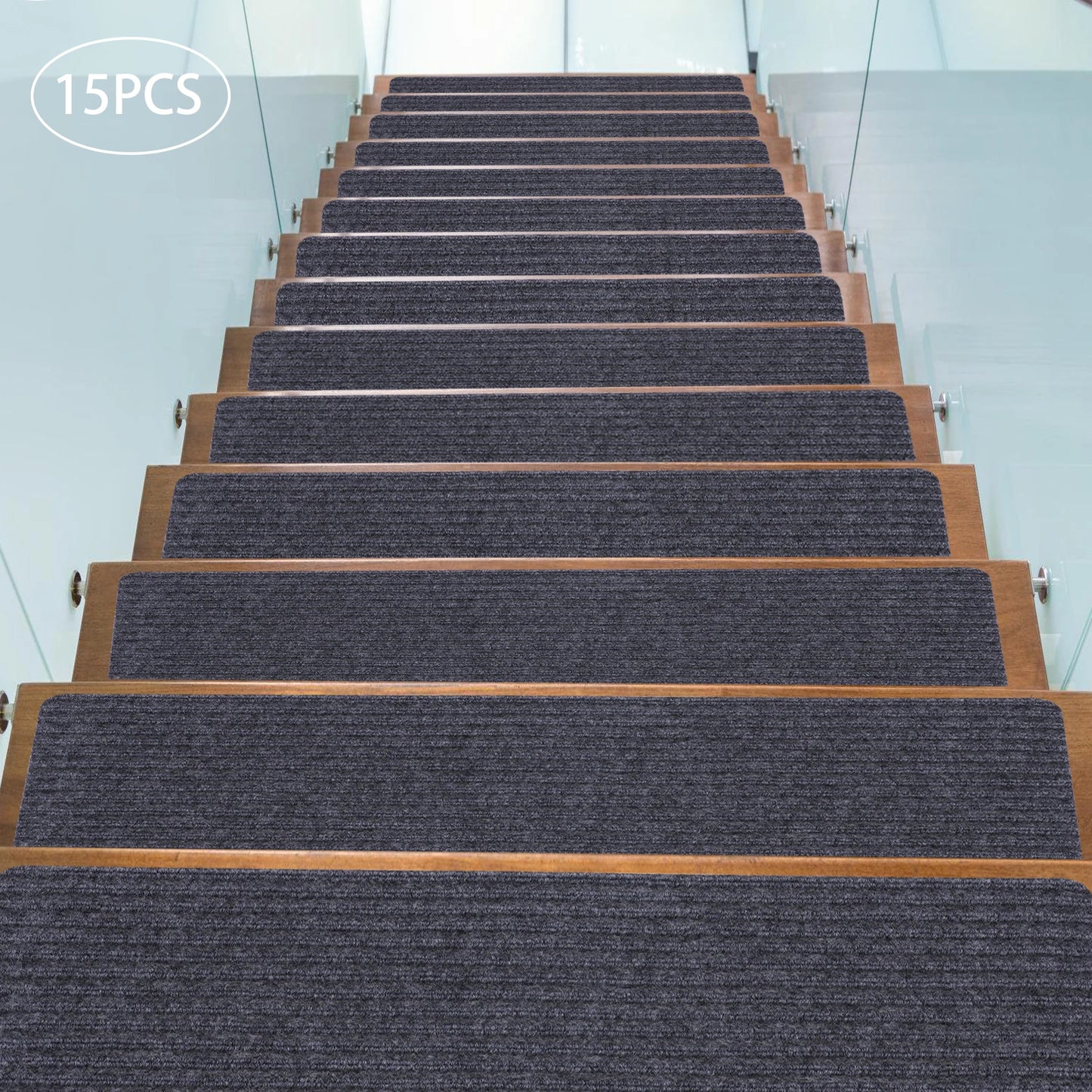 8"x 30" 15PCS Carpet Stair Treads, Non-Slip Carpet Stair Runner with Non Skid Rubber Backing Perfect for Pets, Elders