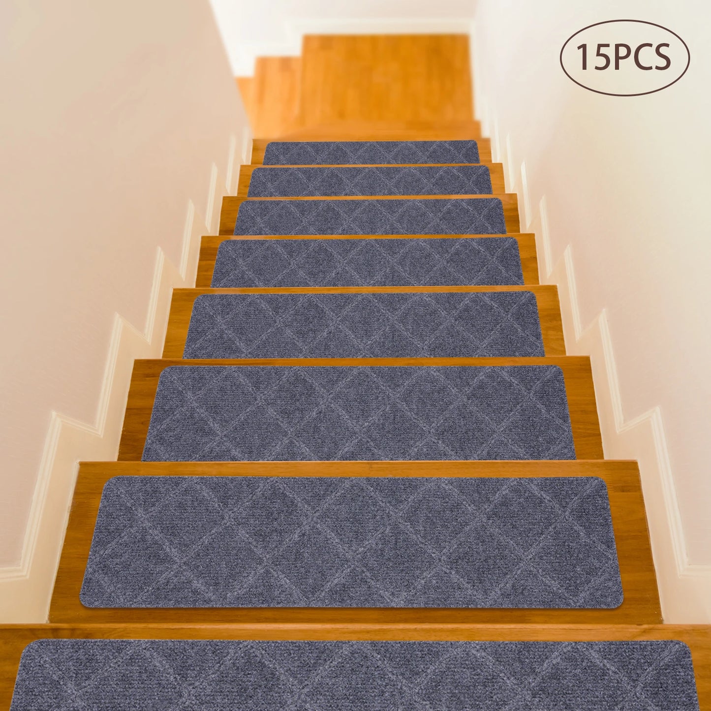 8"x 30" 15PCS Carpet Stair Treads, Non-Slip Carpet Stair Runner with Non Skid Rubber Backing Perfect for Pets, Elders