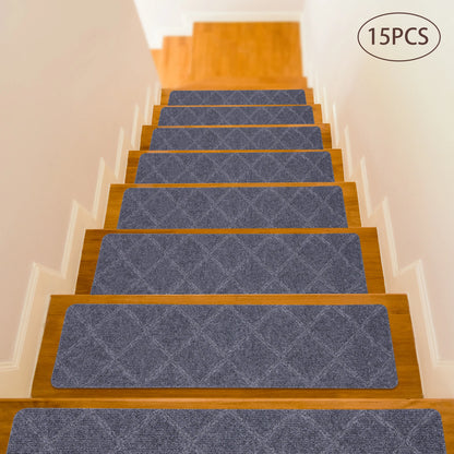 8"x 30" 15PCS Carpet Stair Treads, Non-Slip Carpet Stair Runner with Non Skid Rubber Backing Perfect for Pets, Elders