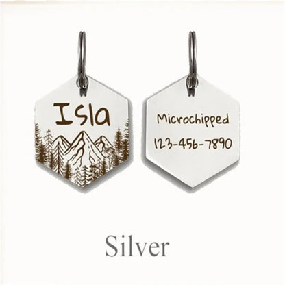 Personalized Dog Tag Hexagon Dog Name ID Tag Cat Tag Stainless Steel Pet Anti-lost Tag Puppy Accessories Dogs Collar Customized