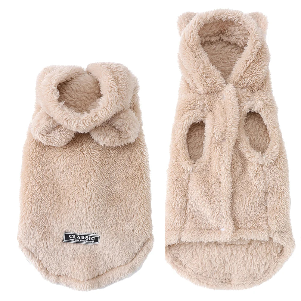 Soft Dog Hoodies For Winter Fleece Warm Pet Hoodies For Small Medium Dogs Cats Rabbit Ear Funny Pets Costume Cute Yorkshire Coat