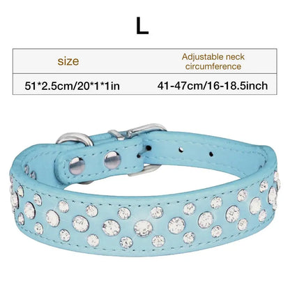 Pet Rhinestone Collar Three Rows Bling PU Leather Dog Collar Pet Dog Cat Puppy Collar Adjustable Dog Collars For Pets Dogs Cats