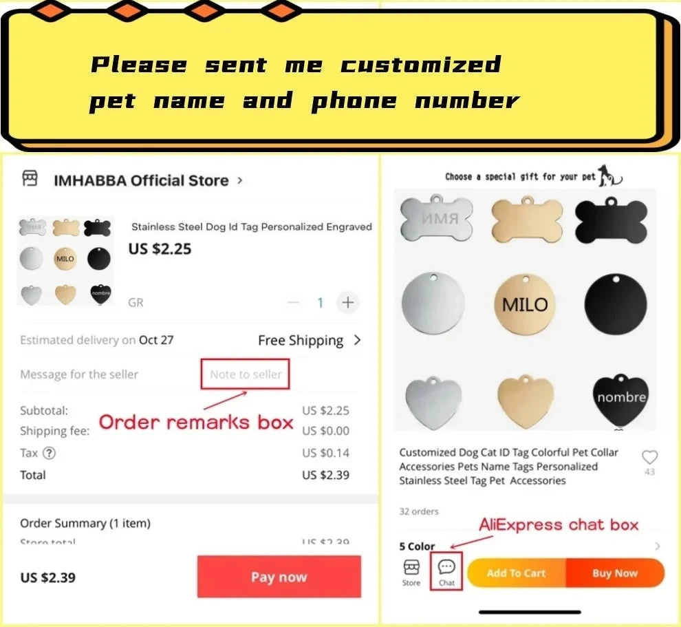 Personalized Dog Tag Hexagon Dog Name ID Tag Cat Tag Stainless Steel Pet Anti-lost Tag Puppy Accessories Dogs Collar Customized