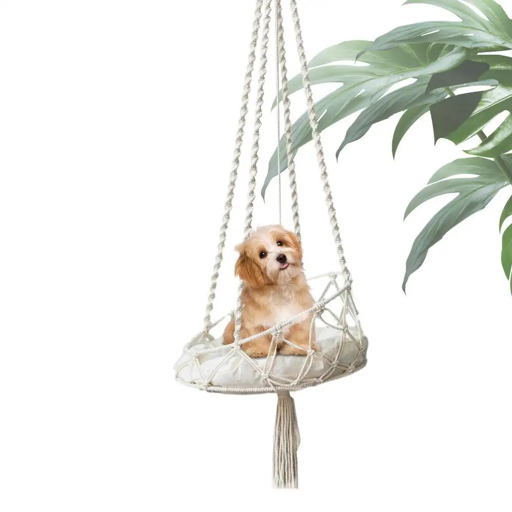 Pet Hammock Cat Swing Hand Woven Cotton Rope Cats Hanging Basket Kitten Hanging String Den Indoor Pend Nest Pets Supplies