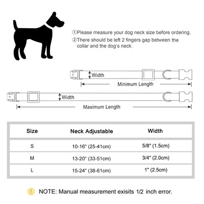 Personalized Name Dog Collar - Reflective Safety Design with Engraved ID Tag Adjustable for Small Large Dogs Durable Pets Collar