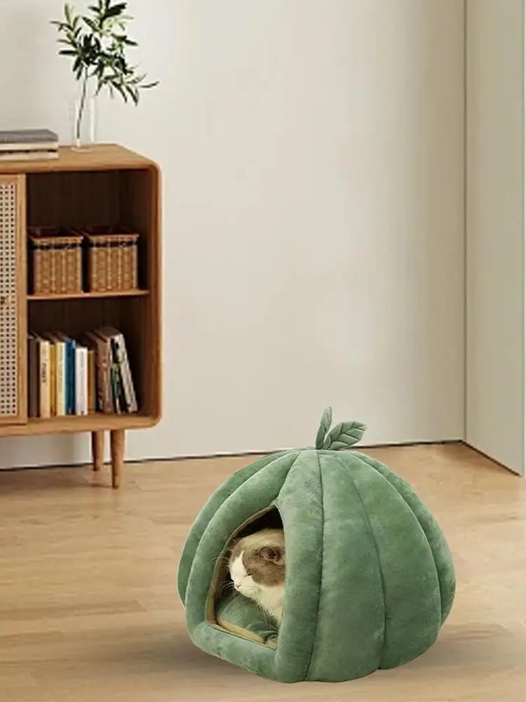 Pumpkin Cat Bed Pet House Enclosed Cat Nest Deep Sleep Comfort In Winter Cat Bed Pets Tent For Kittens Small Dogs Pet Supply