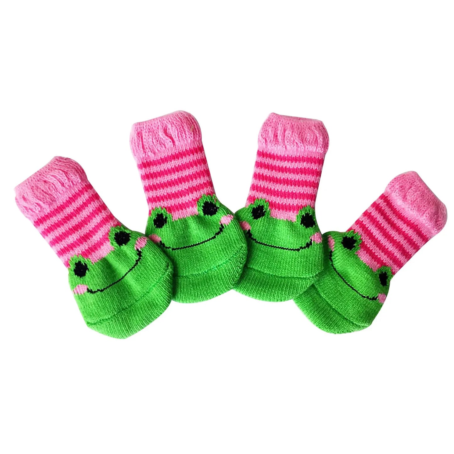4pcs Winter Anti-Slip Pet Dog Socks Small Cat Dogs Anti-Scratch And Anti-Dirty Warm Socks Paw Protector For Small Medium Pets