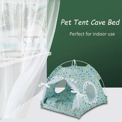 ZK20 Pet Dog Tent House Floral Print Enclosed Cat Tent Bed Indoor Folding Portable Comfortable Kitten Bed Kennel For Small Pets