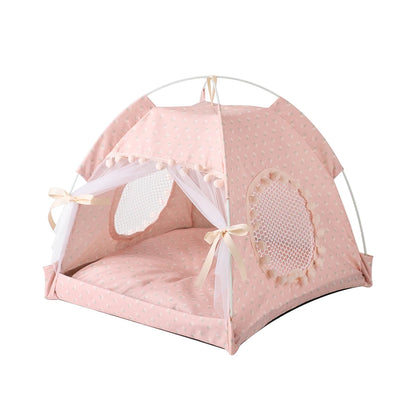 ZK20 Pet Dog Tent House Floral Print Enclosed Cat Tent Bed Indoor Folding Portable Comfortable Kitten Bed Kennel For Small Pets