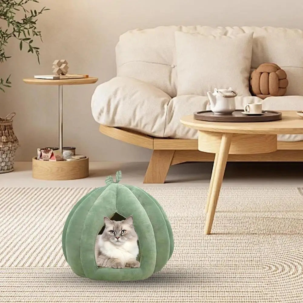 Pumpkin Cat Bed Pet House Enclosed Cat Nest Deep Sleep Comfort In Winter Cat Bed Pets Tent For Kittens Small Dogs Pet Supply