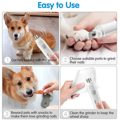 Pet Nail Clipper, Electric Dog Nail Grinder, USB Rechargeable Pet Nail Trimmer Painless with Polisher Wheel for Small/Large Pets