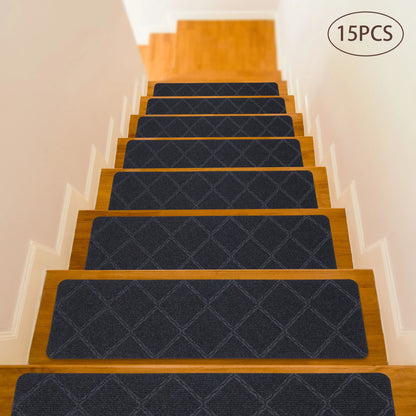 8"x 30" 15PCS Carpet Stair Treads, Non-Slip Carpet Stair Runner with Non Skid Rubber Backing Perfect for Pets, Elders