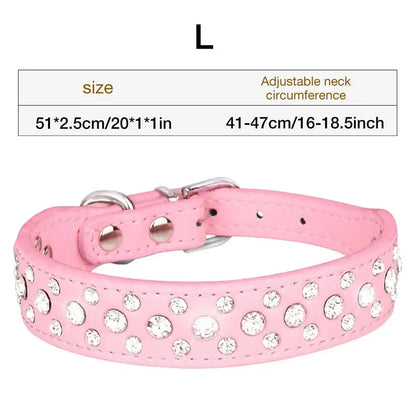 Pet Rhinestone Collar Three Rows Bling PU Leather Dog Collar Pet Dog Cat Puppy Collar Adjustable Dog Collars For Pets Dogs Cats