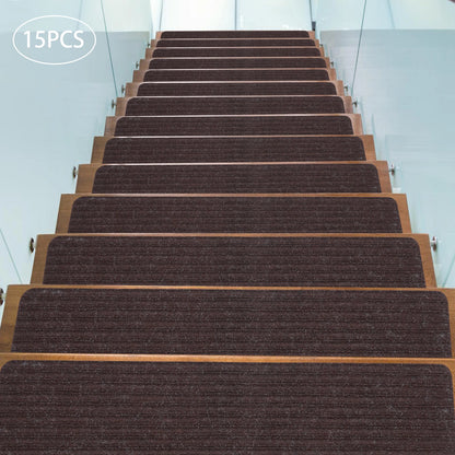 8"x 30" 15PCS Carpet Stair Treads, Non-Slip Carpet Stair Runner with Non Skid Rubber Backing Perfect for Pets, Elders