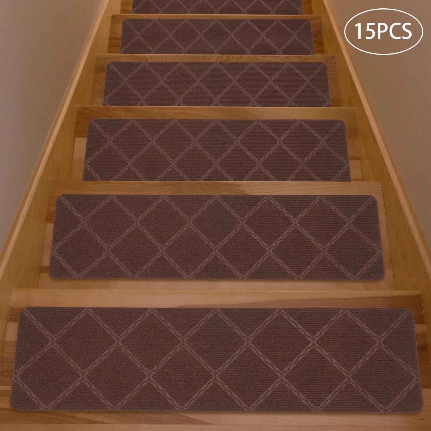 8"x 30" 15PCS Carpet Stair Treads, Non-Slip Carpet Stair Runner with Non Skid Rubber Backing Perfect for Pets, Elders