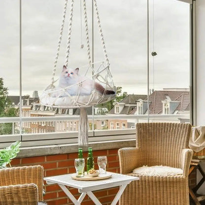 Pet Hammock Cat Swing Hand Woven Cotton Rope Cats Hanging Basket Kitten Hanging String Den Indoor Pend Nest Pets Supplies