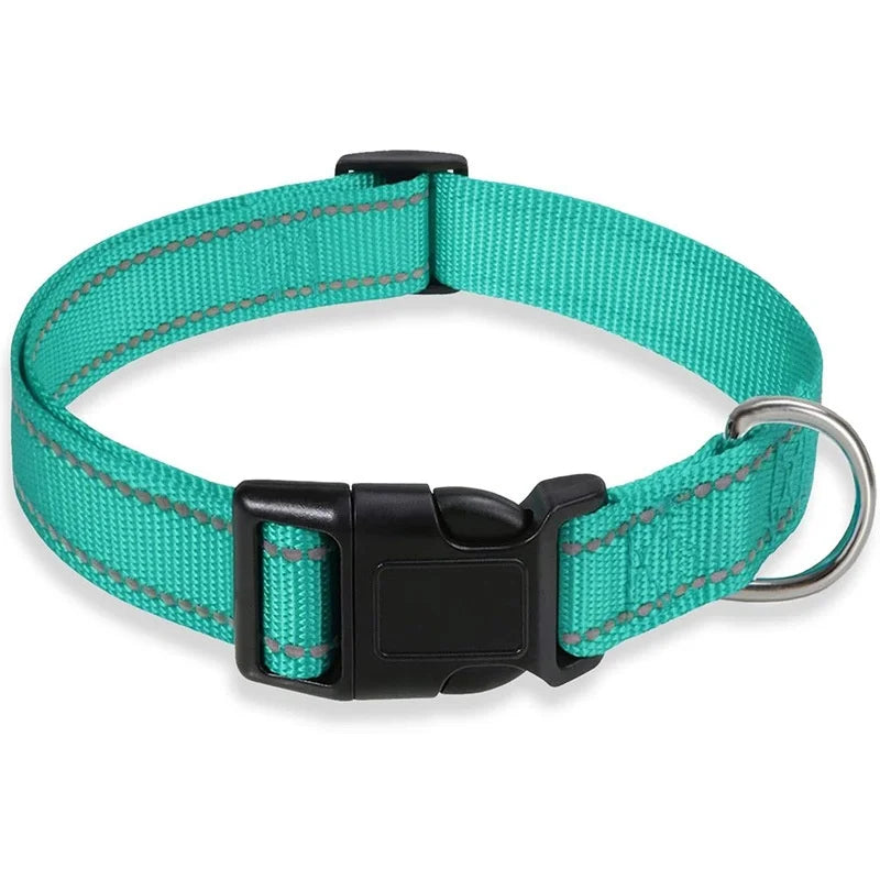 Dog Collar Reflective Strap With Safety Nylon Pet Collar Adjustable Pet Traction Rope Suitable For Small And Medium-Sized Pets