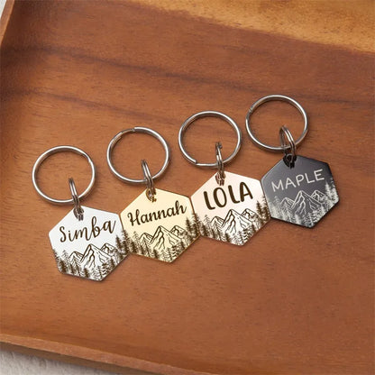 Personalized Dog Tag Hexagon Dog Name ID Tag Cat Tag Stainless Steel Pet Anti-lost Tag Puppy Accessories Dogs Collar Customized