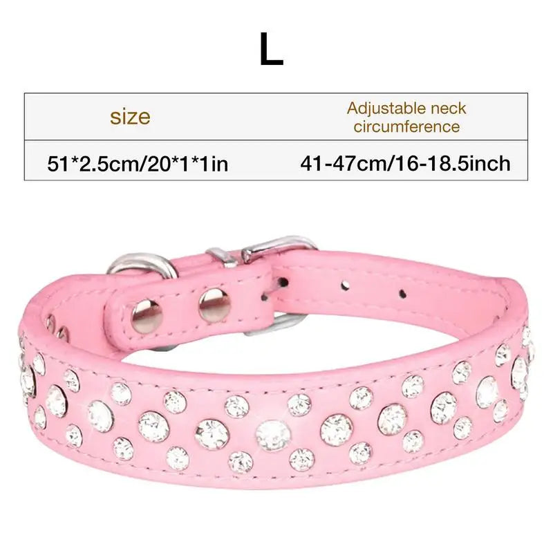 Pet Rhinestone Collar Three Rows Bling PU Leather Dog Collar Pet Dog Cat Puppy Collar Adjustable Dog Collars For Pets Dogs Cats