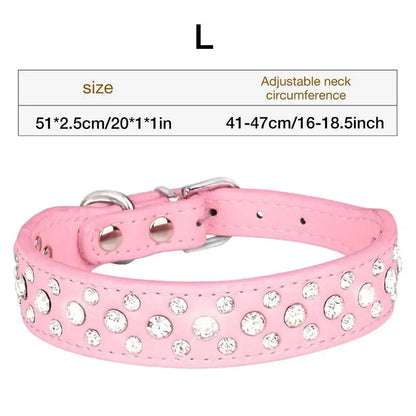 Pet Rhinestone Collar Three Rows Bling PU Leather Dog Collar Pet Dog Cat Puppy Collar Adjustable Dog Collars For Pets Dogs Cats
