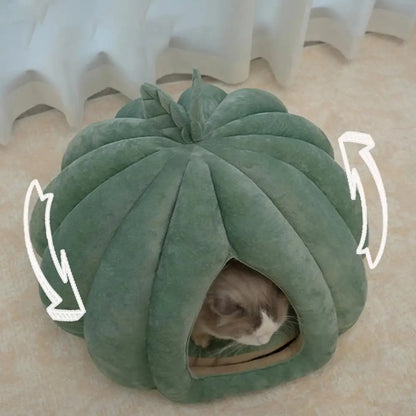 Pumpkin Cat Bed Pet House Enclosed Cat Nest Deep Sleep Comfort In Winter Cat Bed Pets Tent For Kittens Small Dogs Pet Supply