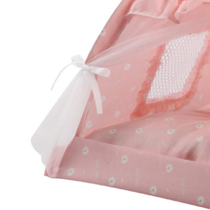 ZK20 Pet Dog Tent House Floral Print Enclosed Cat Tent Bed Indoor Folding Portable Comfortable Kitten Bed Kennel For Small Pets