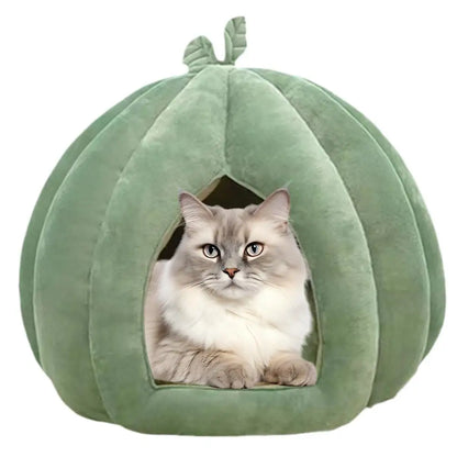 Pumpkin Cat Bed Pet House Enclosed Cat Nest Deep Sleep Comfort In Winter Cat Bed Pets Tent For Kittens Small Dogs Pet Supply