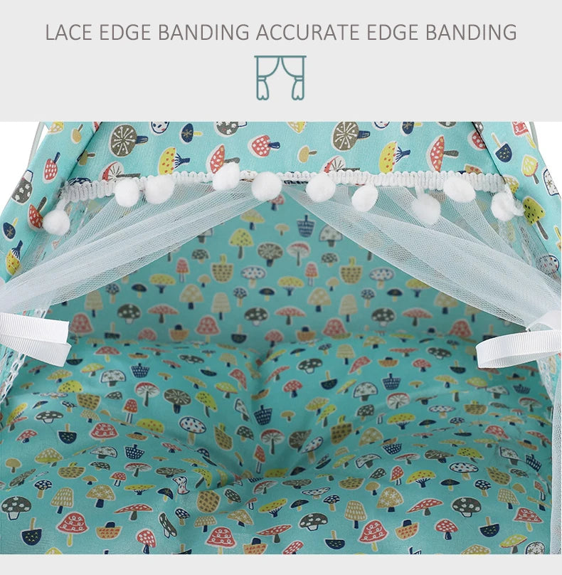 ZK20 Pet Dog Tent House Floral Print Enclosed Cat Tent Bed Indoor Folding Portable Comfortable Kitten Bed Kennel For Small Pets