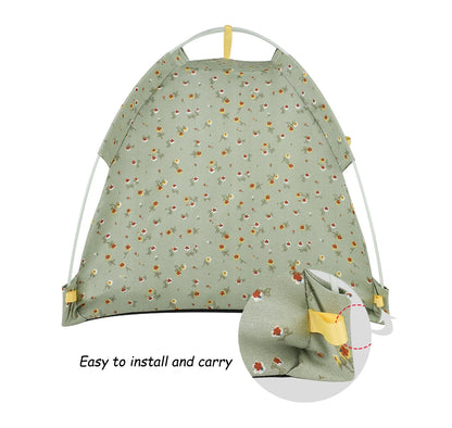 ZK20 Pet Dog Tent House Floral Print Enclosed Cat Tent Bed Indoor Folding Portable Comfortable Kitten Bed Kennel For Small Pets
