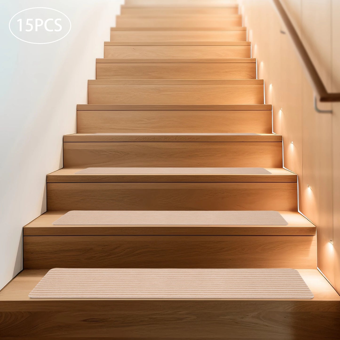 8"x 30" 15PCS Carpet Stair Treads, Non-Slip Carpet Stair Runner with Non Skid Rubber Backing Perfect for Pets, Elders