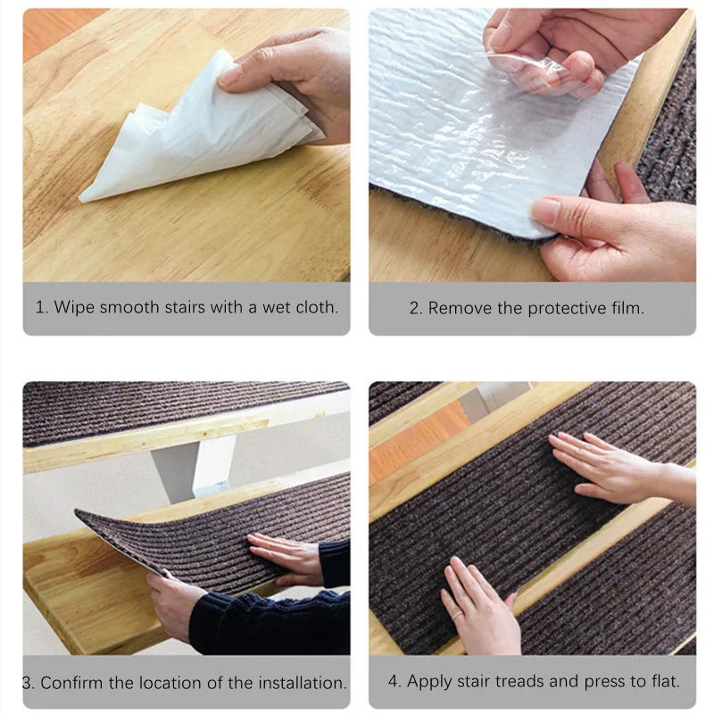 8"x 30" 15PCS Carpet Stair Treads, Non-Slip Carpet Stair Runner with Non Skid Rubber Backing Perfect for Pets, Elders